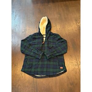 L.L.Bean Sherpa Lined Hooded Flannel Jacket Plaid Full Zip‎ Small